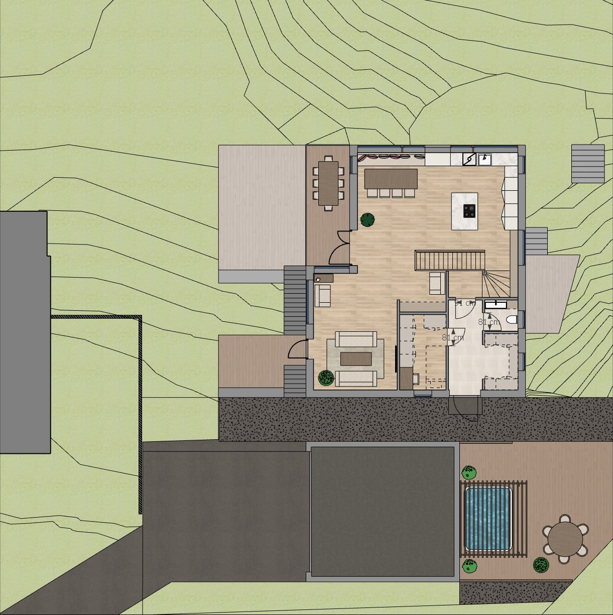 Planløsning enebolig 1. etasje – ekstra soverom